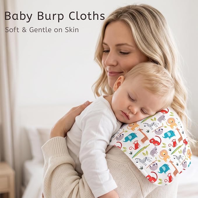 5Pcs Burp Cloths Baby Boy & Girl Soft Absorbent Baby Burp Cloths - Image 3