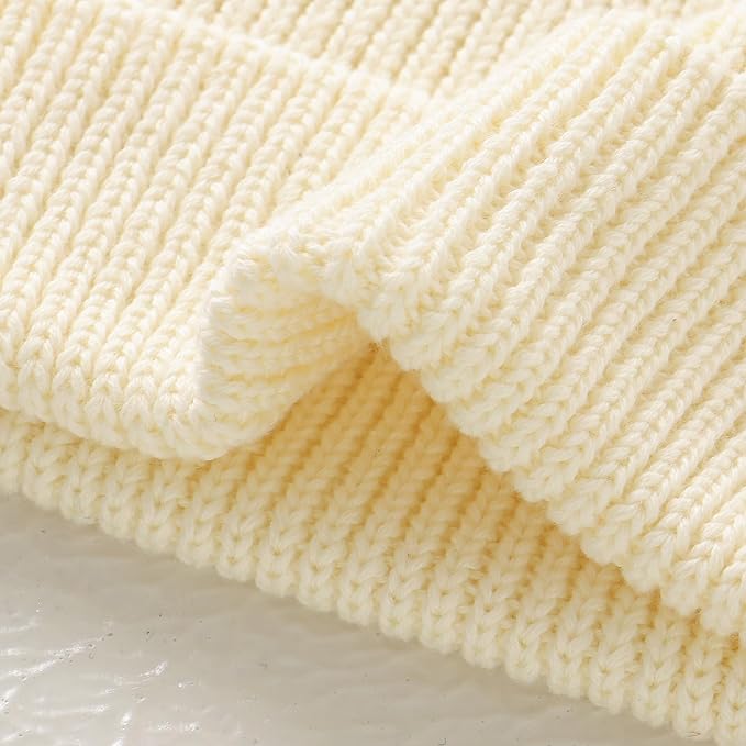 Hadetoto Cotton Baby Beanie Winter Knitted Hat, 2 Pack | Bear Ear Design - Image 7