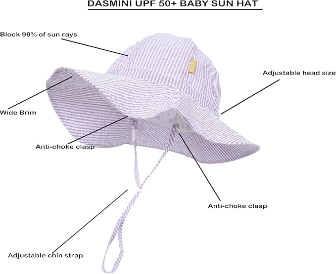 Baby & Toddler Wide Brim Sun Hats UPF 50+ Sun Protection Bucket Cap Cute - Image 3