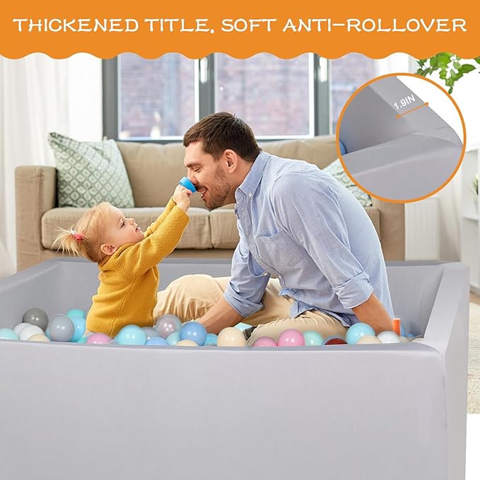Foam Ball Pit - 42"x 30"x 13.8" Ball Pits for Toddlers, Soft Rectangle Kiddie Baby Playpen Ball Pool for Kids, Ideal Gift for Babies Indoor and Outdoor Game, Balls not Included