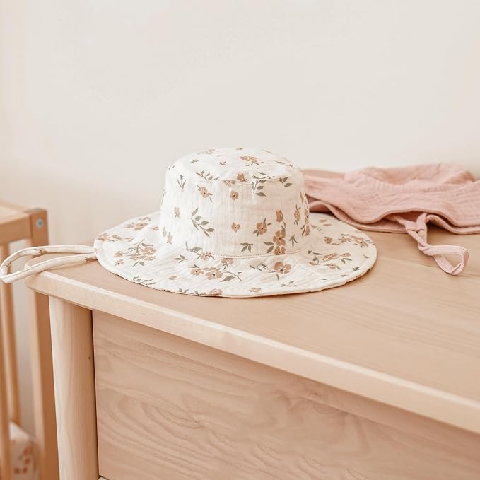 Konssy 2-Pack Muslin Baby Girl Sun Hats - Image 5