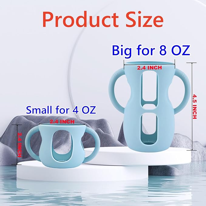 4 Pack Silicone Sleeves for Avent Natural Glass Baby Bottles, Silicone and Easy-Grip Handles for Drop Protection, Compatible with Philips Avent 4/8 OZ Glass Bottle (2 Pink+2 Purple, 8 OZ)