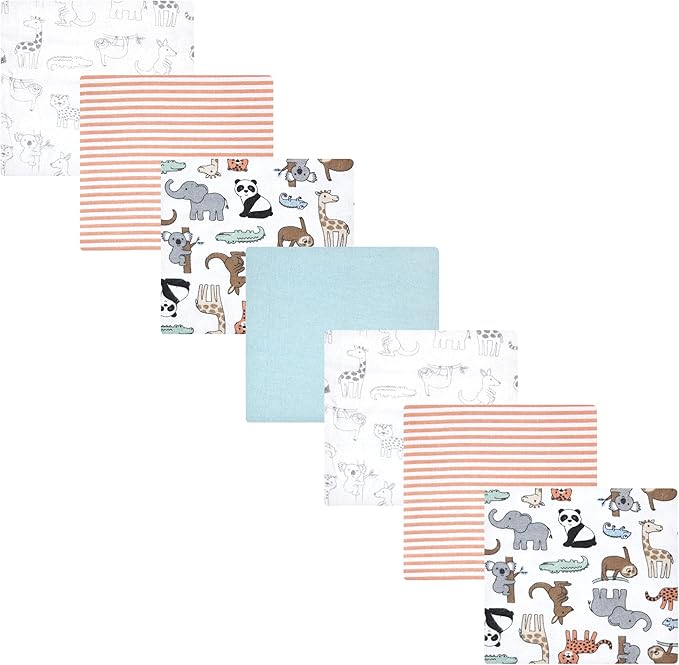 Hudson Baby Unisex Baby Cotton Flannel Receiving Blankets Bundle, Zoo Animals by HudsonBaby