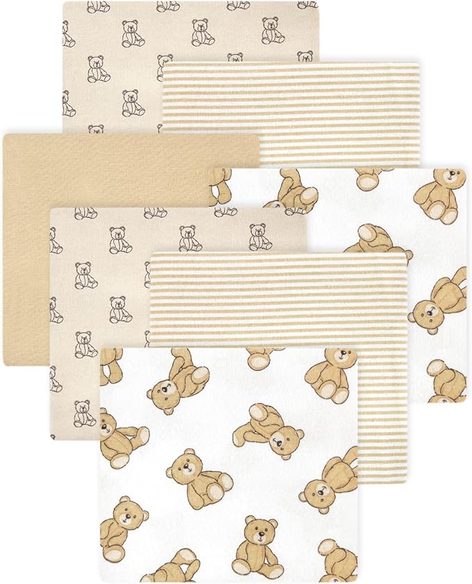 Little Treasure Hudson Baby Cotton Poly Flannel Receiving Blankets Multipack by HudsonBaby