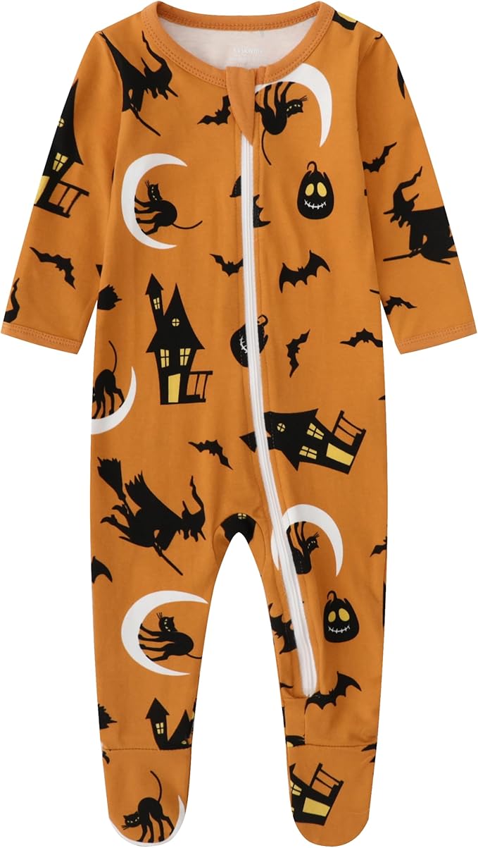 O2 BABY Baby Boys Girls Organic Cotton Zip-Front Sleeper Pajamas, Footed Sleep 'n Play