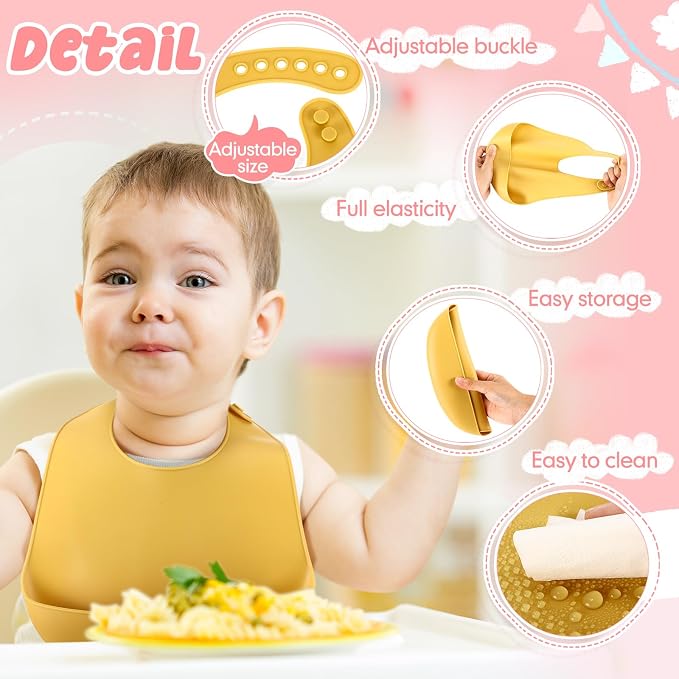 Mepase Silicone Bibs for Baby Waterproof Silicone Bib | Soft Food-grade Material - Image 3
