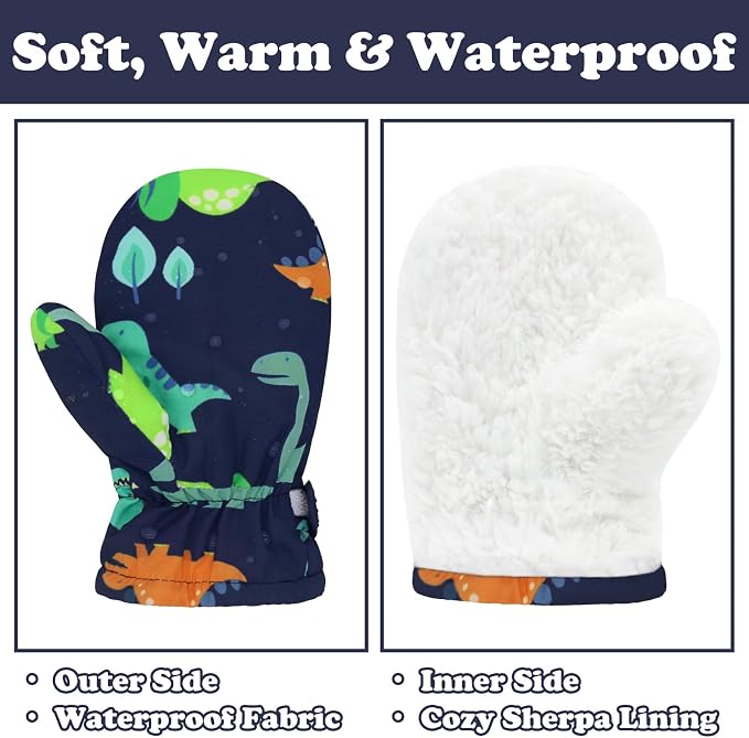 Sarfel Toddler Mittens Waterproof Toddler Gloves Baby Winter Mittens Toddler - Image 5