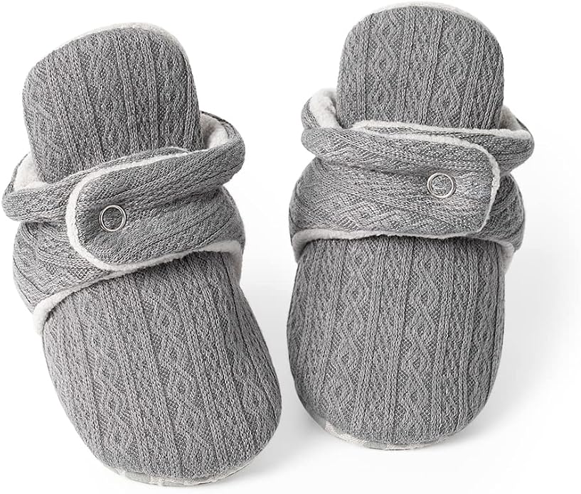 ohsofy Newborn Baby Cotton Booties Stay On Slipper Winter Warm Soft Shoes by ohsofy