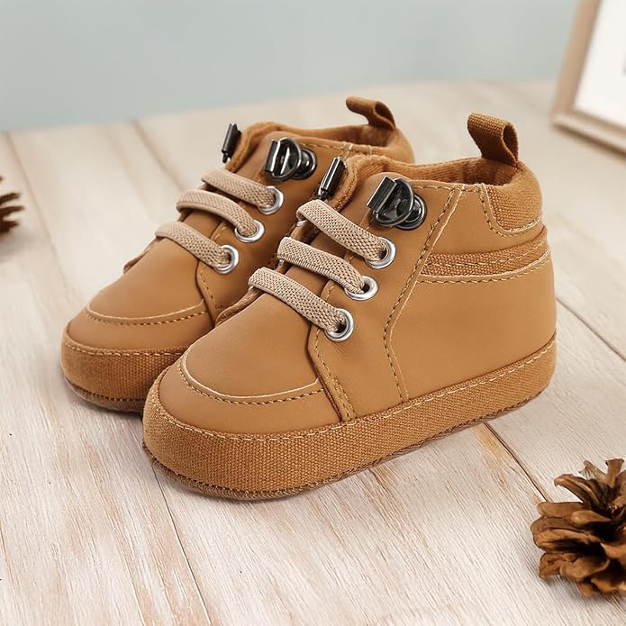 Meckior Toddler Baby Boys Girls High Tops Ankle Sneakers Soft Anti-Slip Sole PU - Image 2