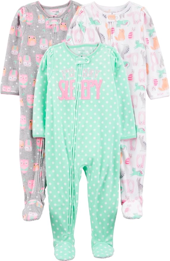 Simple Joys by Carter's Girls Loose-Fit Flame Resistant Fleece Footed Pajamas by SimpleJoysbyCarters