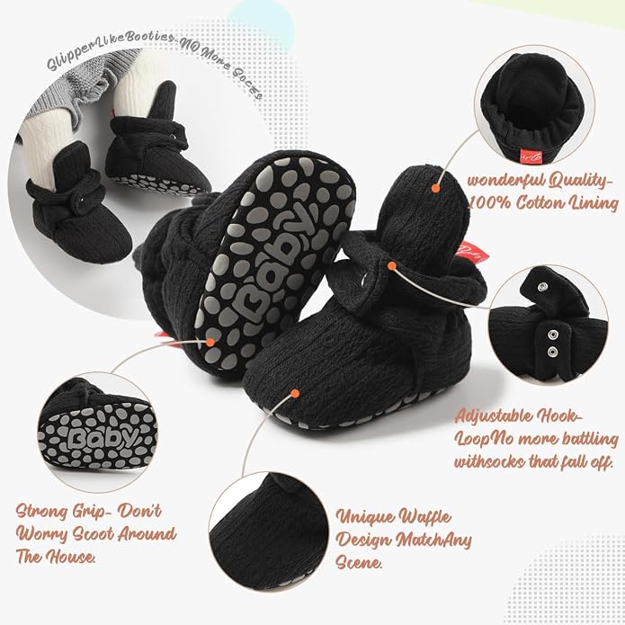Infant Baby Boys Girls Cozy Fleece Booties Stay on Slippers Non Slip Soft - Image 5
