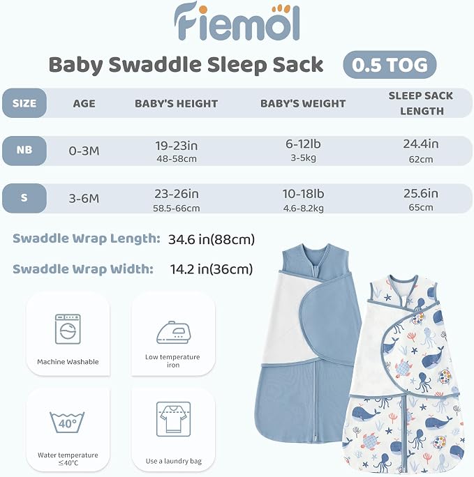 Baby Swaddle Sleep Sack 3-6 Months, Cotton Swaddles - Image 8
