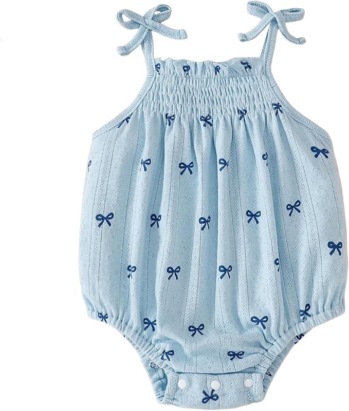 ROMPERINBOX Baby Girl Bodysuit Cotton Spaghetti Strap Sleeveless Onsies Summer by RomperinBox