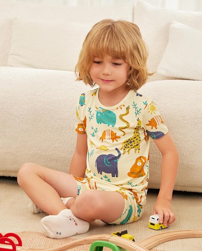 babee Reshinee Bamboo Viscose Toddler Boys Pajamas Set, Short Sleeve Kids - Image 7
