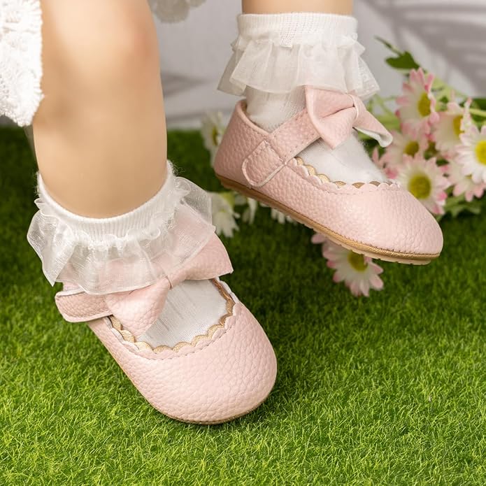 KIDSUN Infant Baby Girls Mary Jane Shoes Non-Slip Rubber Sole Ballet Slippers - Image 2