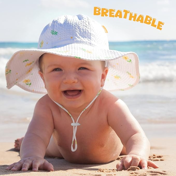 HONGTEYA Baby Sun Hat Wide Brim Adjustable Toddler Beach Bucket Hat | Soft - Image 2