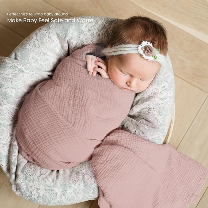 lulumoon Muslin Swaddle Blanket Baby: Cotton Receiving Wrap - Image 2