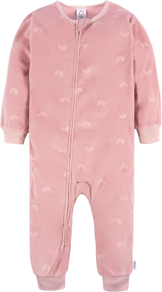 Gerber Baby & Toddler Girls Loose Fit Fleece Footless Pajamas 3-Pack - Image 3