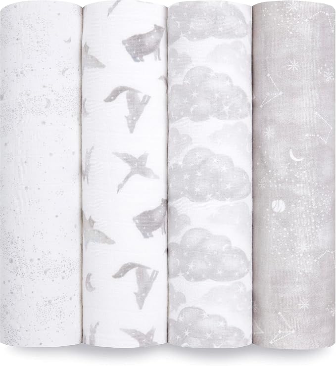 aden + anais Boutique Organic Swaddle Blanket 4-Pack – 100% Organic Cotton by adenanais
