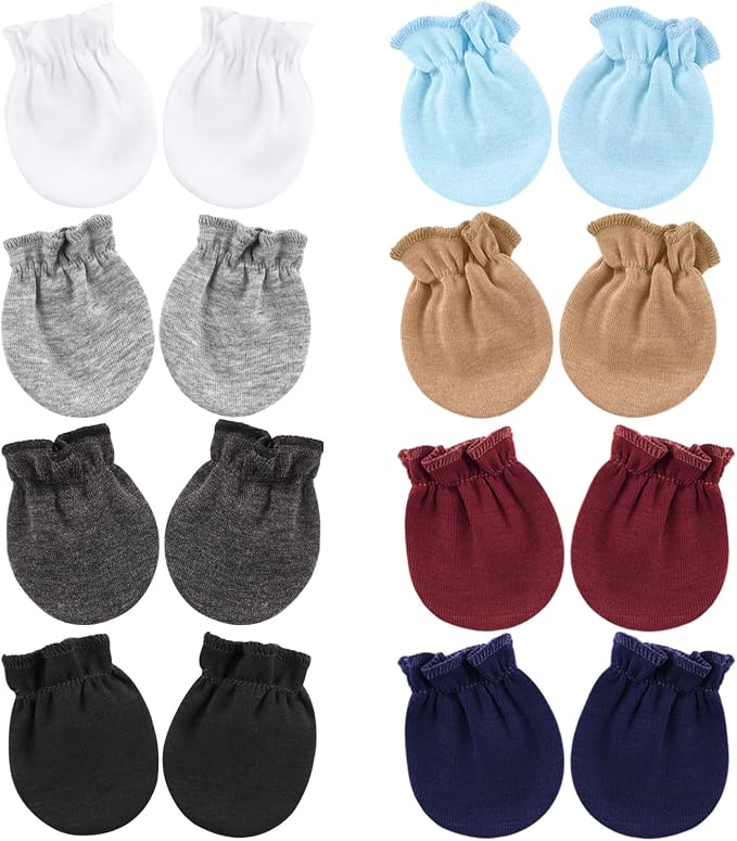 BQUBO Newborn Infant Toddler Mittens No Scratch Cotton Elastic Wrist Gloves by DRESHOW
