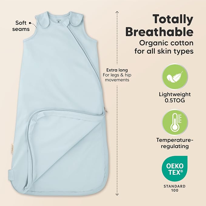 2-Pack Organic Baby Sleep Sacks, 100% Cotton 0.5TOG - Image 3