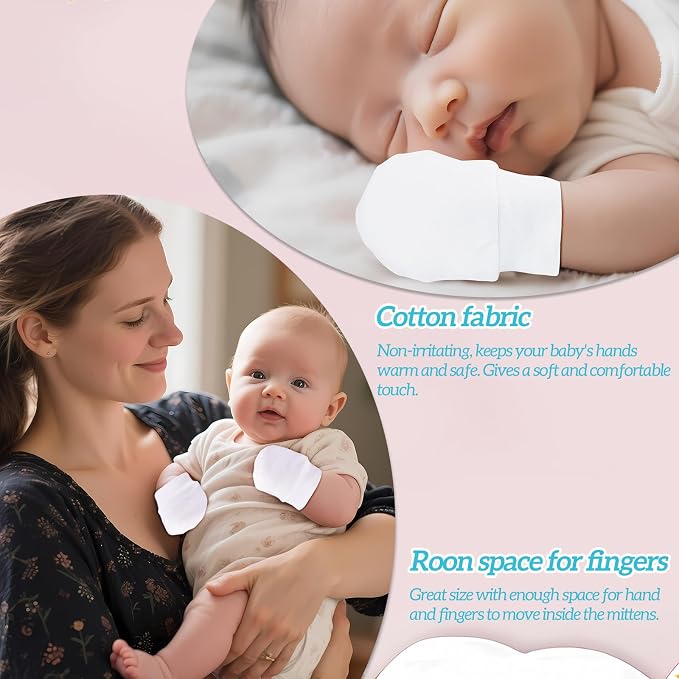 No Scratch Baby Mittens, Newborn Infant Toddler Mittens | Soft Elastic Wrist - Image 4