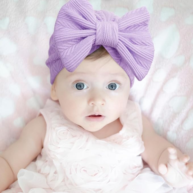 BQUBO Newborn Girls Hats Baby Hat and Mittens Set Infant Caps Bow Hospital - Image 2