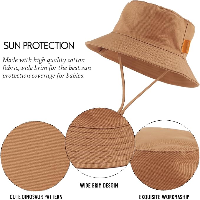 JANGANNSA Cotton Baby Sun Hat Infant Toddler Boys Girls Bucket Hats Summer Sun - Image 4