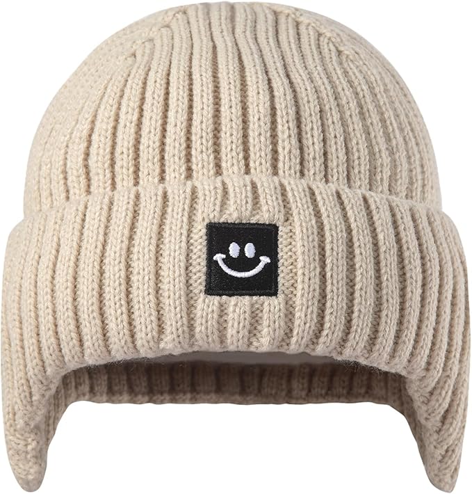 MaxNova 2 Pack Baby Beanie Toddler Winter Hat with Earflap for Girls Boys 0-8 Years