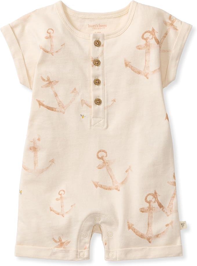 Burt's Bees Baby Baby Boys' Short Sleeve Rompers, 100% Organic Cotton One-piece by BurtsBeesBaby
