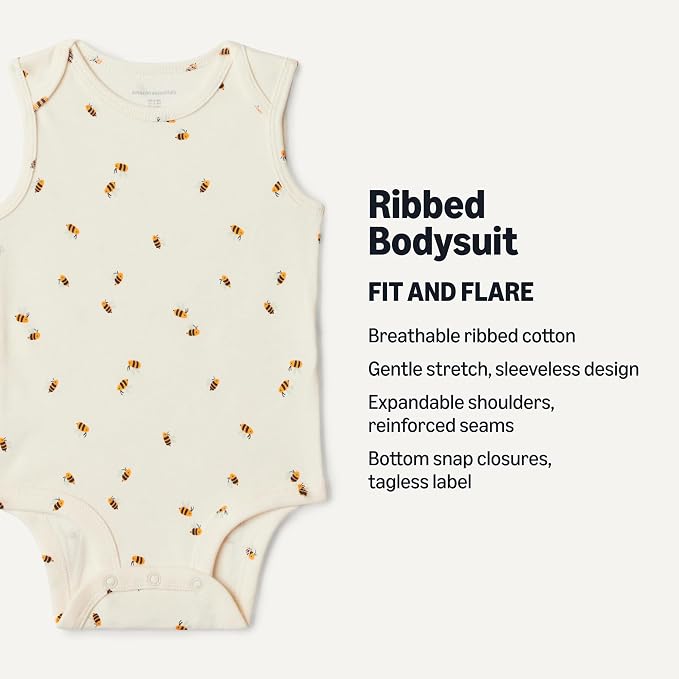 Amazon Essentials Unisex Babies' Sleeveless Cotton Rib Bodysuits - Image 2
