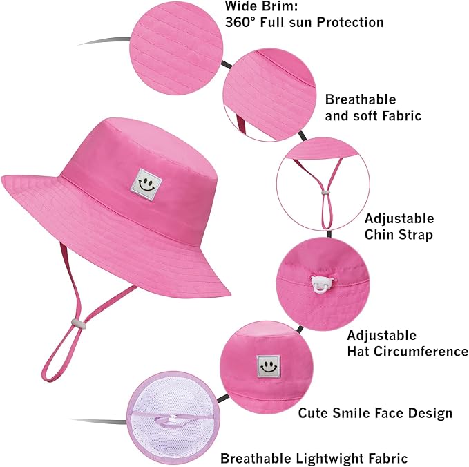 Baby Sun Hat Smile Face UPF 50+ Toddler Bucket Hat - Image 7