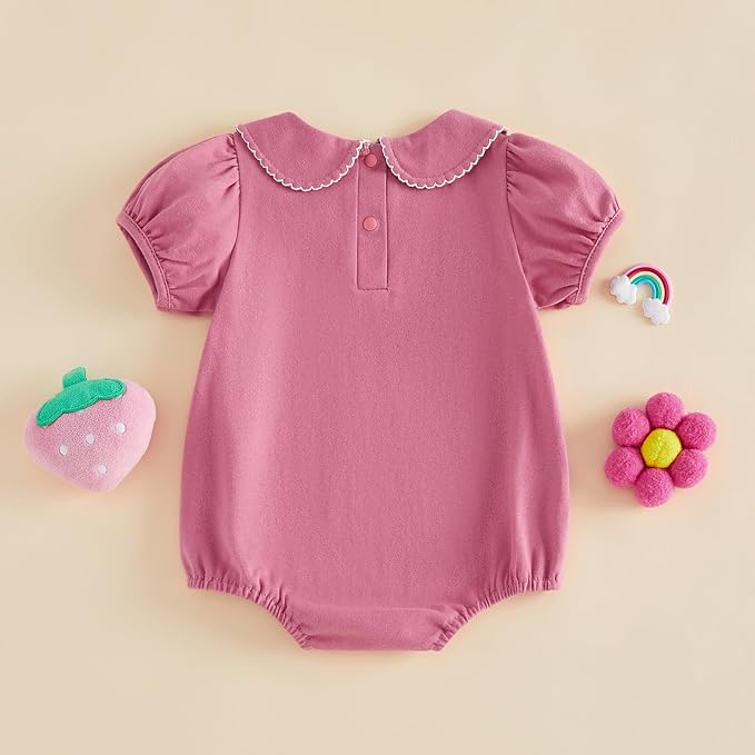 Baby Boy Girl Bubble Romper Short Sleeve Collar Summer Bodysuit - Image 3