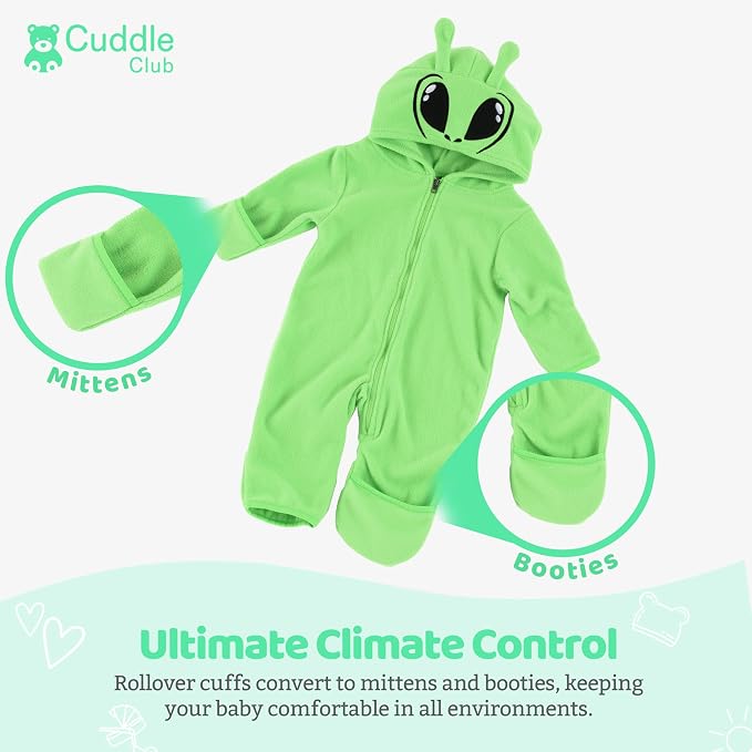 Cuddle Club Fleece Baby Bunting Bodysuit Hoodie, Newborn - Image 3