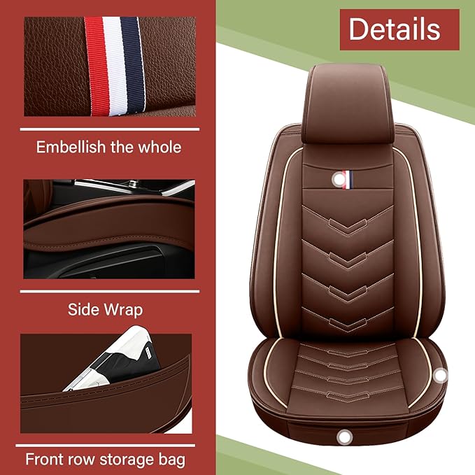 Leather Car Seat Covers Fit for LR LR4 2009-2016, 5 Seater Waterproof and Wear-Resistant Seat Cover Interior Accessories(Full Set,Coffee)