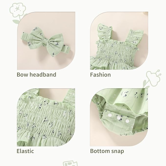 YOUNGER TREE Baby Girl Clothes Ruffle Romper Boho Dress Summer Cake Smash - Image 4