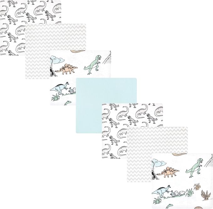 Hudson Baby Unisex Baby Cotton Flannel Receiving Blankets Bundle, Neutral Dino by HudsonBaby