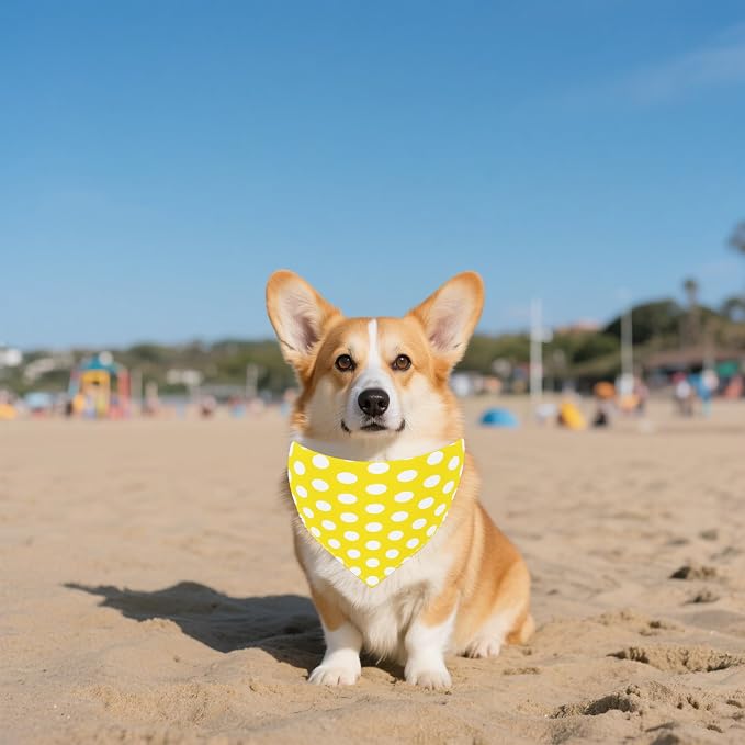 7 PCS Medium Polka Dot Dog Bandanas Hemming Seam Edge Dog Bandana - Image 7
