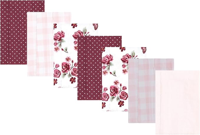 Luvable Friends Hudson Baby Flannel Burp Cloths 7pk, Rose Garden by Luvable+Friends
