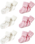 Nurses Choice 6 Pairs Stay-On Baby Socks, Soft Bubble Cuff Cotton Booties 0–3 by NursesChoice