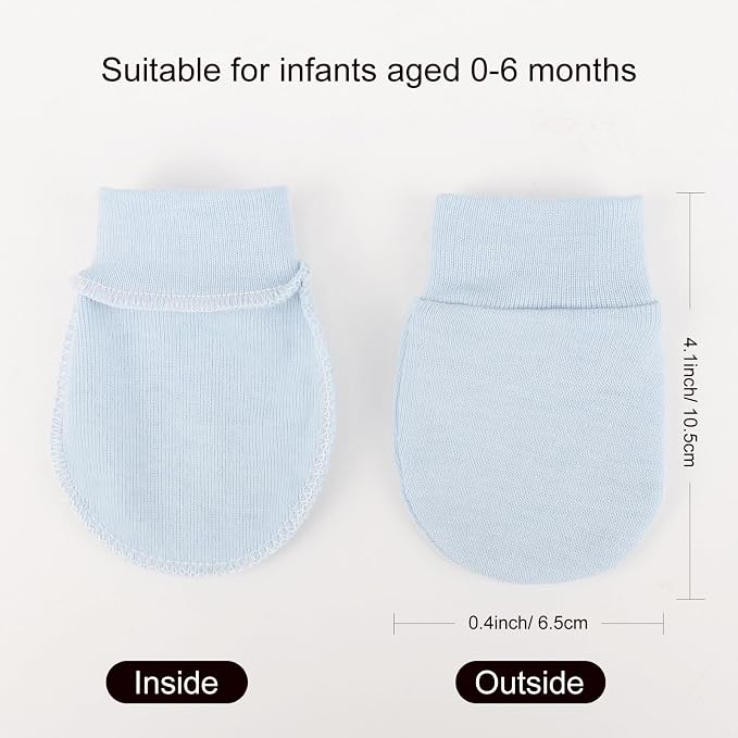 AQOKKA Newborn Baby Mittens No Scratch Cotton Elastic Wrist Gloves Infant - Image 2