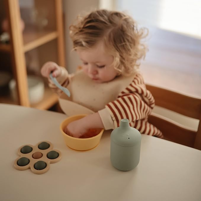 mushie 100% Silicone Baby Sippy Cup | 6 Months+ (Cambridge Blue)