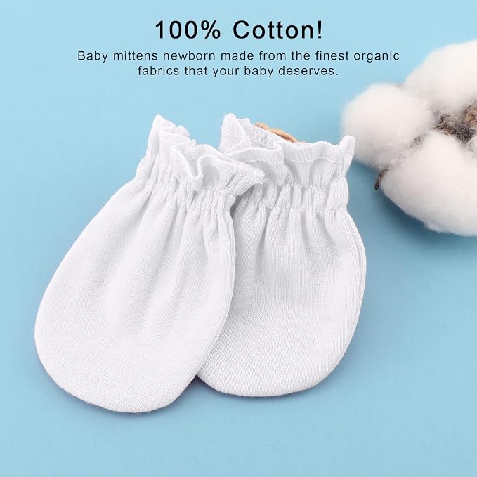 BQUBO 12 Pairs Baby Mittens Newborn Infant Mittens No Scratch Cotton Elastic - Image 3