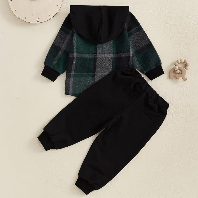 Infant Baby Boy Fall Winter Clothes Outfit Hooded Long Sweatshirt Pant Set - Image 5
