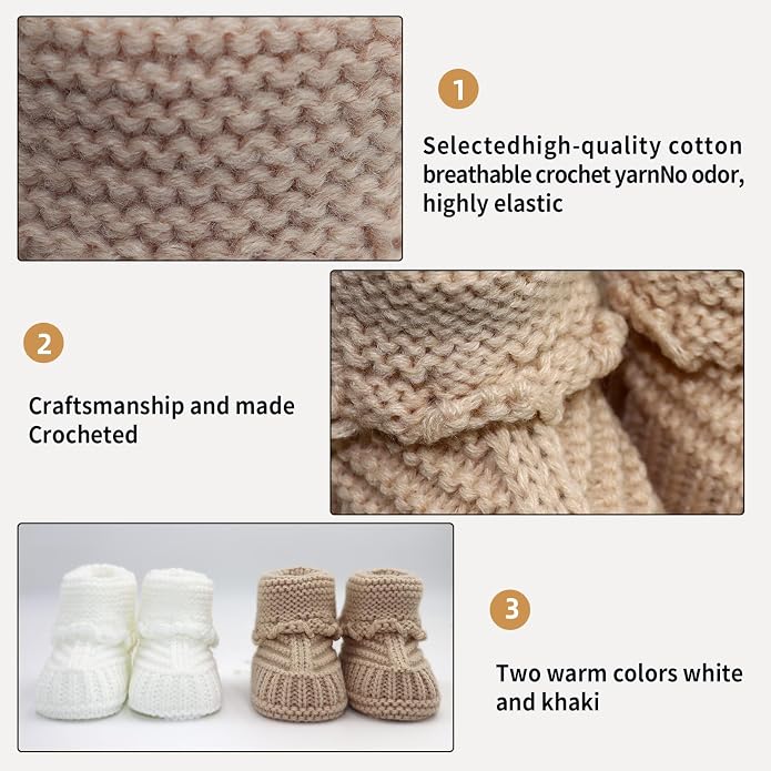 4 Pairs Baby Booties, Newborn Walking Shoes, Soft Cozy Shoes, Warm Knit Cotton - Image 4