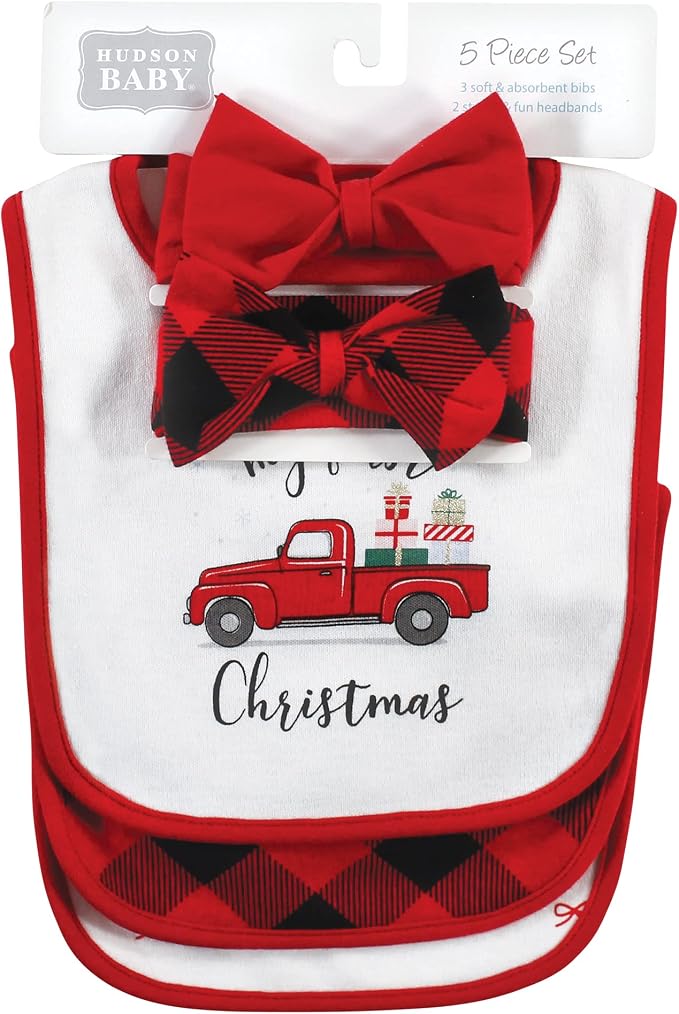 Hudson Baby Unisex Baby Cotton Bib and Headband Set - Image 2