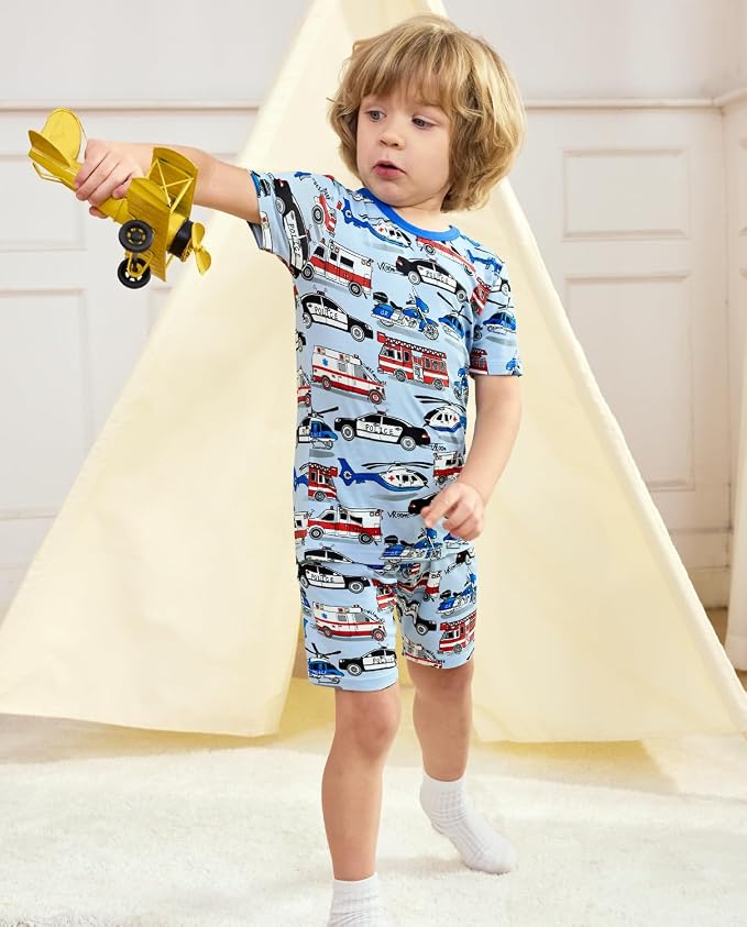 babee Reshinee Bamboo Viscose Toddler Boys Pajamas Set, Short Sleeve Kids - Image 4