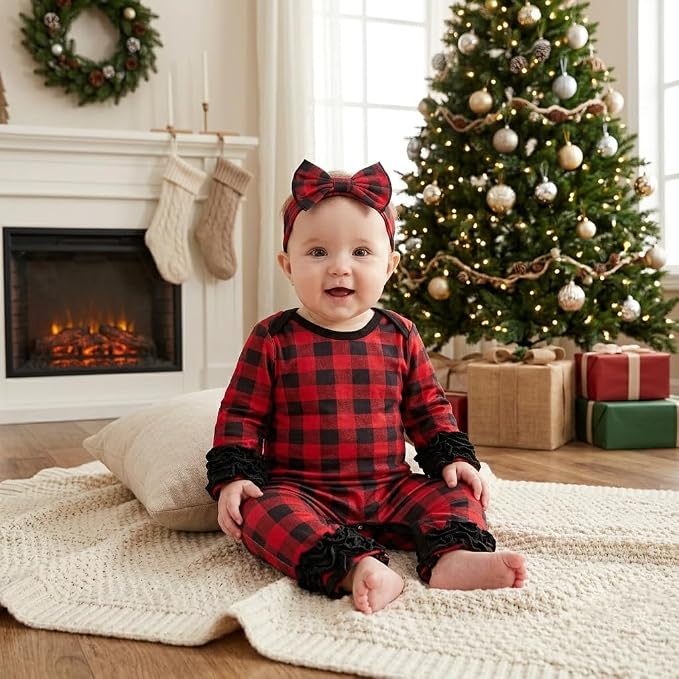 Newborn Baby Girl Clothes Jumpsuit Ruffle Romper Bodysuit Pants Headband - Image 2