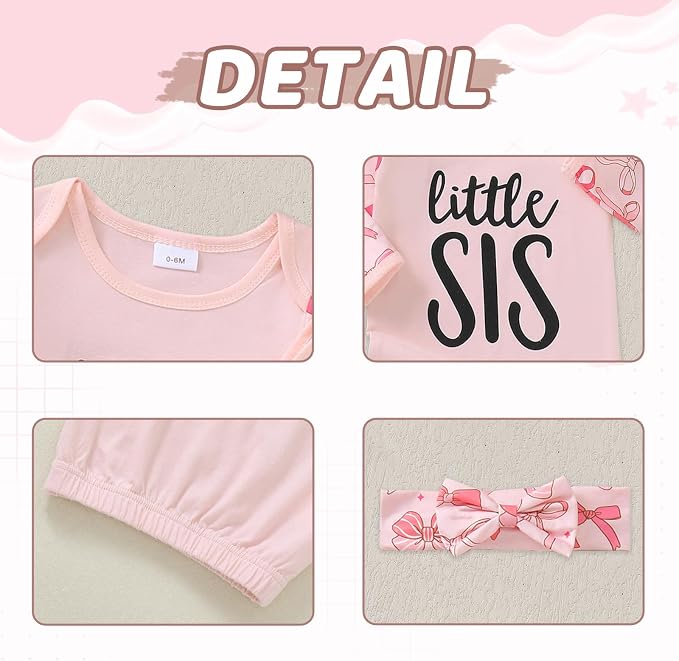 AMAWMW Newborn Baby Girl Little Sister Sleeper Gown Stripe Long Sleeve - Image 6