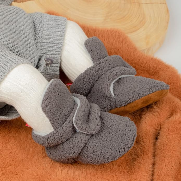 Babelvit Newborn Baby Boy Girl Soft Fleece Booties Stay On Infant Slippers - Image 2
